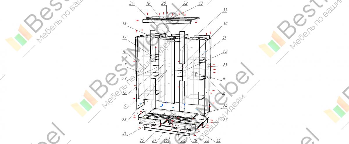 Схема сборки шкафа купе феникс