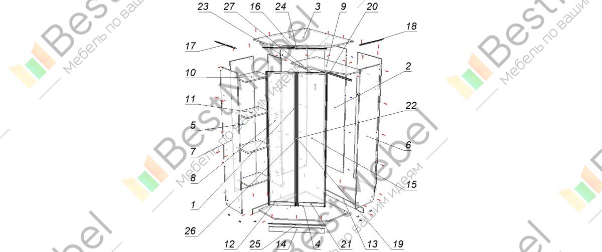 Сборка угловой шкаф версаль