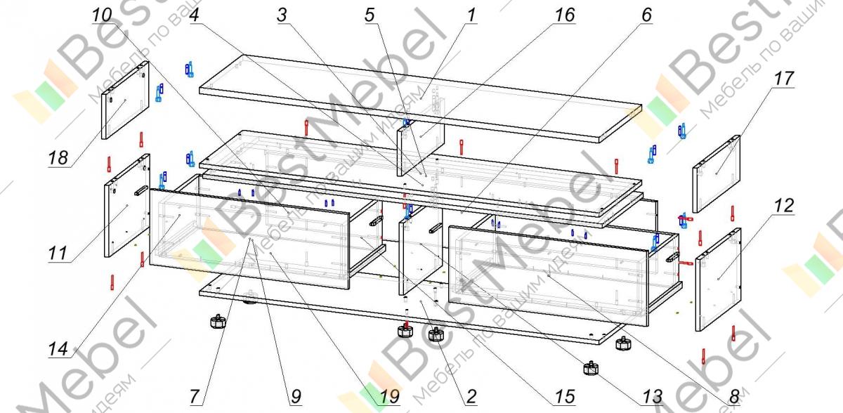 Схема сборки тумбы под телевизор