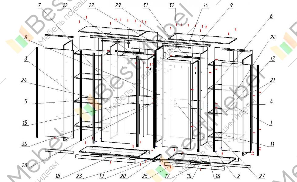 Шкаф купе версаль с 2 мя дверями схема сборки