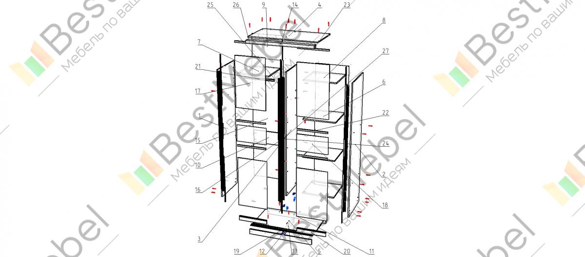Схема сборки шкафа купе 2 дверный версаль