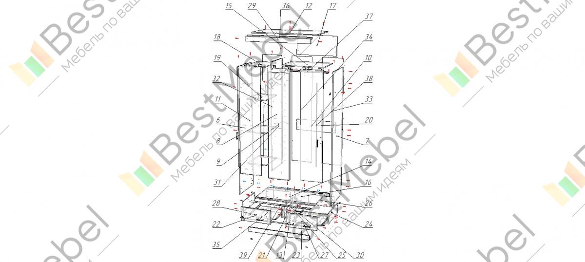 Схема сборки шкаф купе модерн