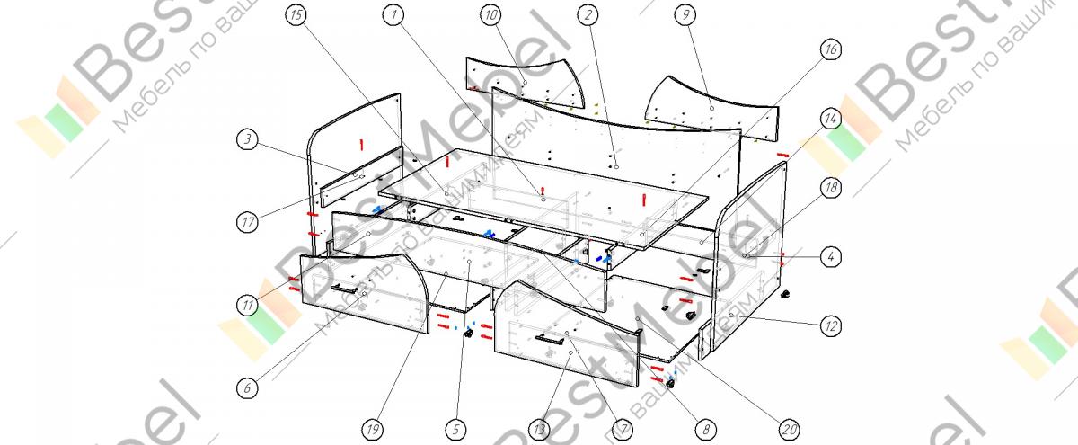 Кровать чердак радуга 2 схема сборки