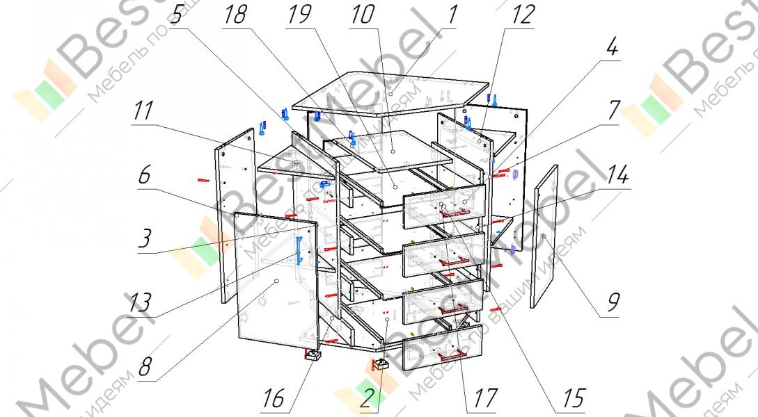 Схема сборки комода александра 23