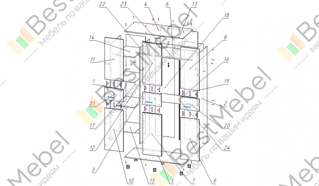 Схема сборки распашного шкафа