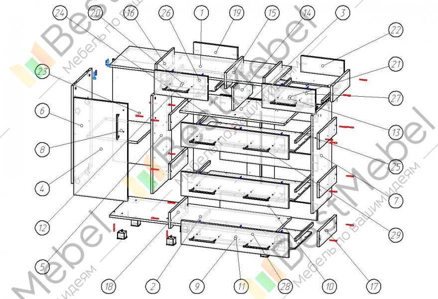 Сбор комода 4 ящика - фото