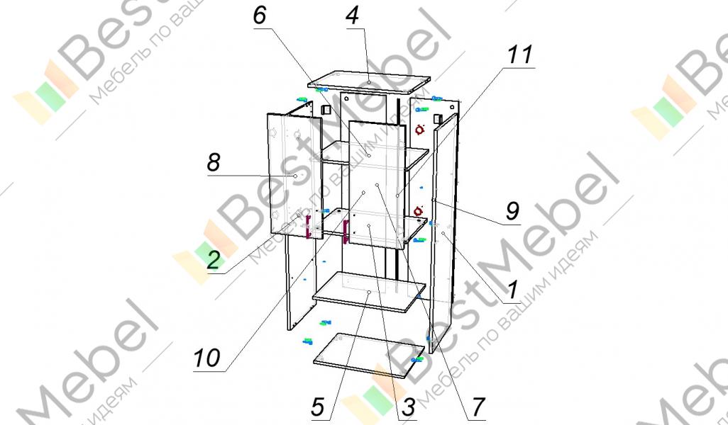 Схема сборки тумбы палермо 75