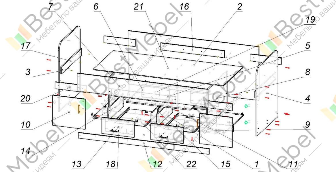 Кровать чердак радуга 2 схема сборки