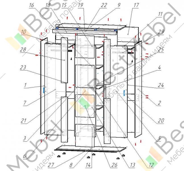 Схема сборки шкафа купе феникс