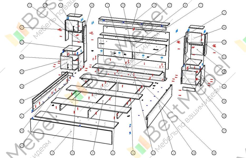 Кровать гармония с ящиками стендмебель схема сборки