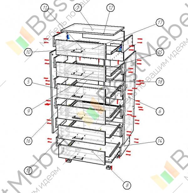 Сборка комода модерн 4 ящика