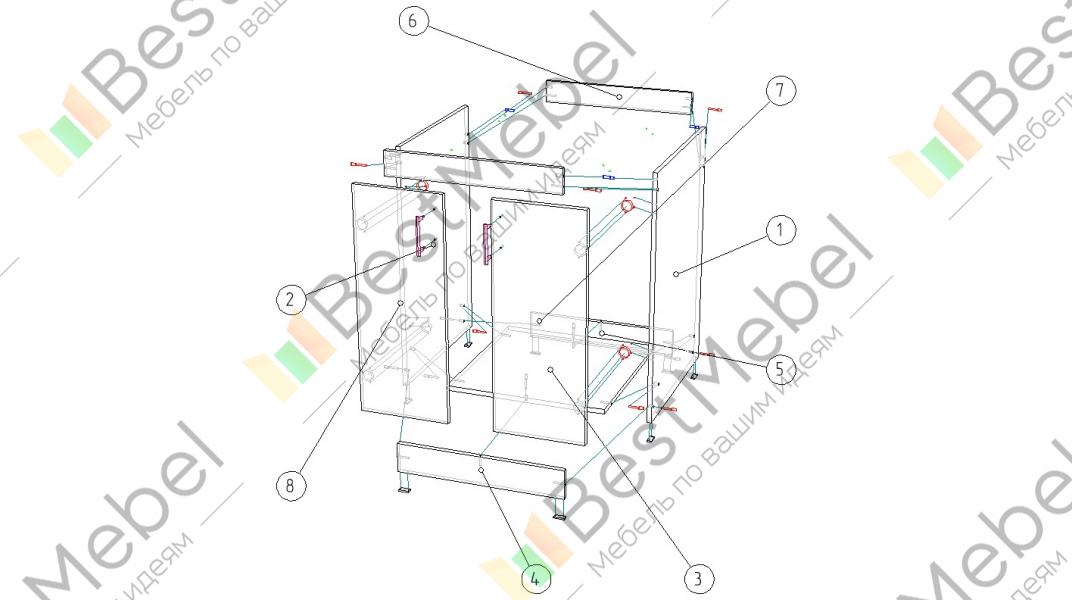 Тумба под мойку 800 сборка