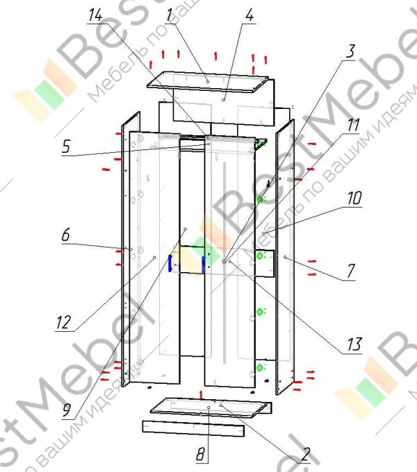 Схема сборки распашного шкафа