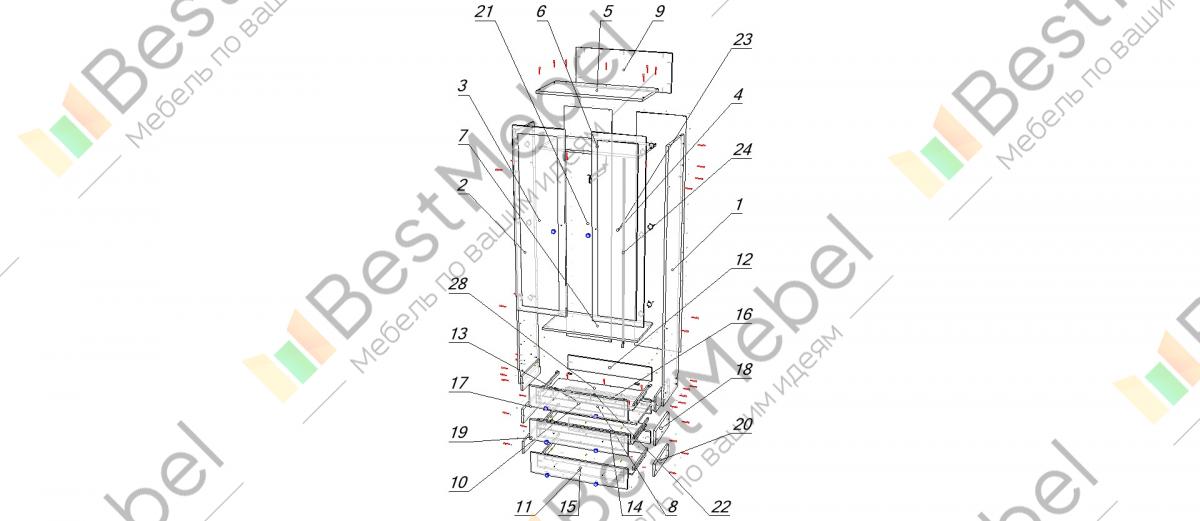 Шкаф купе бостон с зеркалом схема сборки