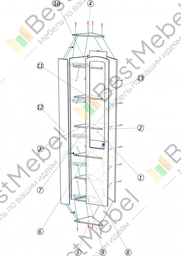 Схема сборки шкаф угловой белла