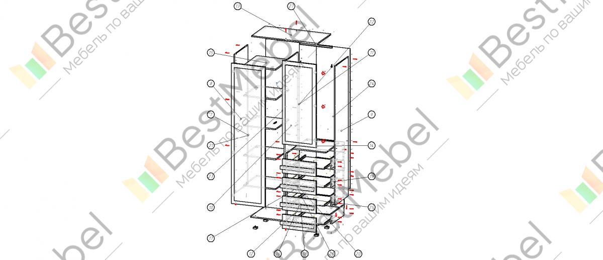 Схема сборки распашного шкафа