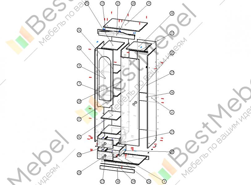 Схема сборки платяного шкафа