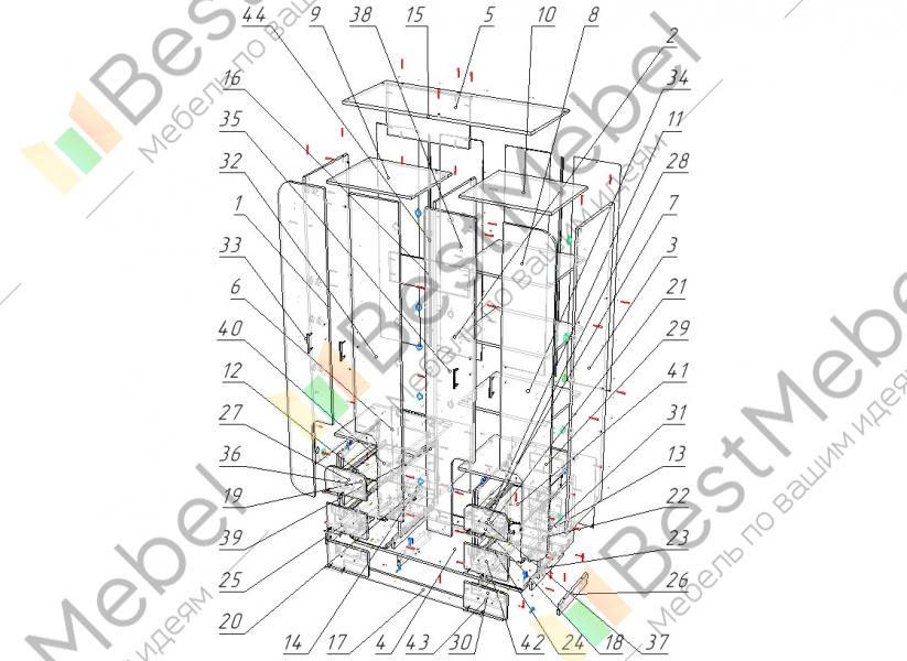 Схема сборки распашного шкафа