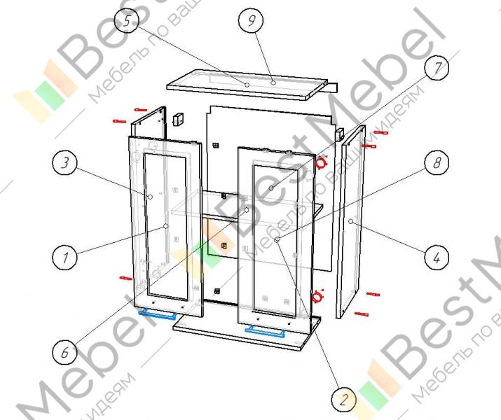 Схема сборки шкафа 3 х створчатый белла