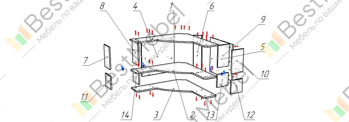 Полка угловая схема сборки - 93 фото
